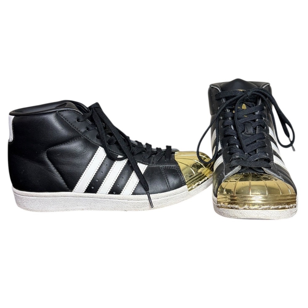 Adidas Black Gold Pro Model Sneakers Good‎ Shell Toe High Top Women's Size 6